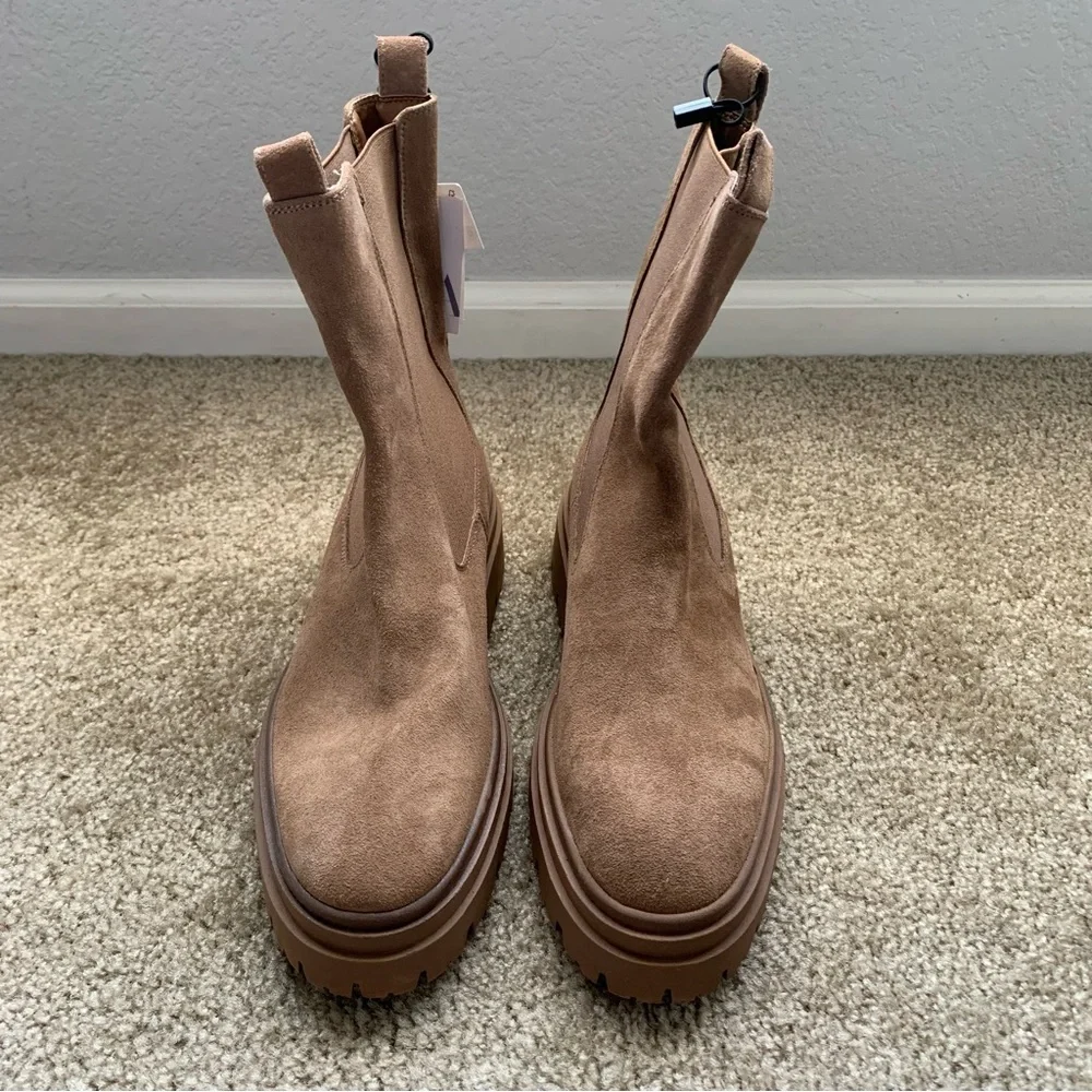 New Zara Leather Suede Lug Sole Brown Boots 2173/810 Size 10 - Picture 5 of 5